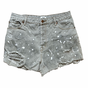 Easel Gray Paint Splatter Distressed Shorts Size Large